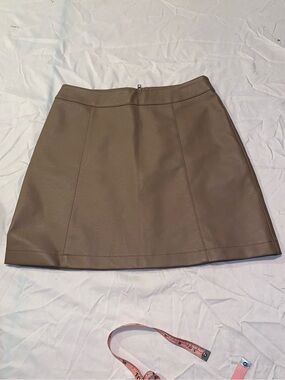 Forever 21 Faux Leather Mini Skirt Size Small Neutral Taupe Y2K Aesthetic